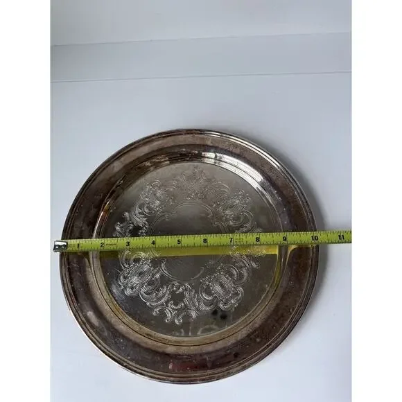 Vintage E.P.S. Silverplate Taunton Silversmiths Gadroon 10" Round Serving Tray​​ - Picture 6 of 6